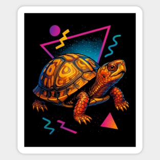 Retro Neon Three Toed Box Turtle Sticker